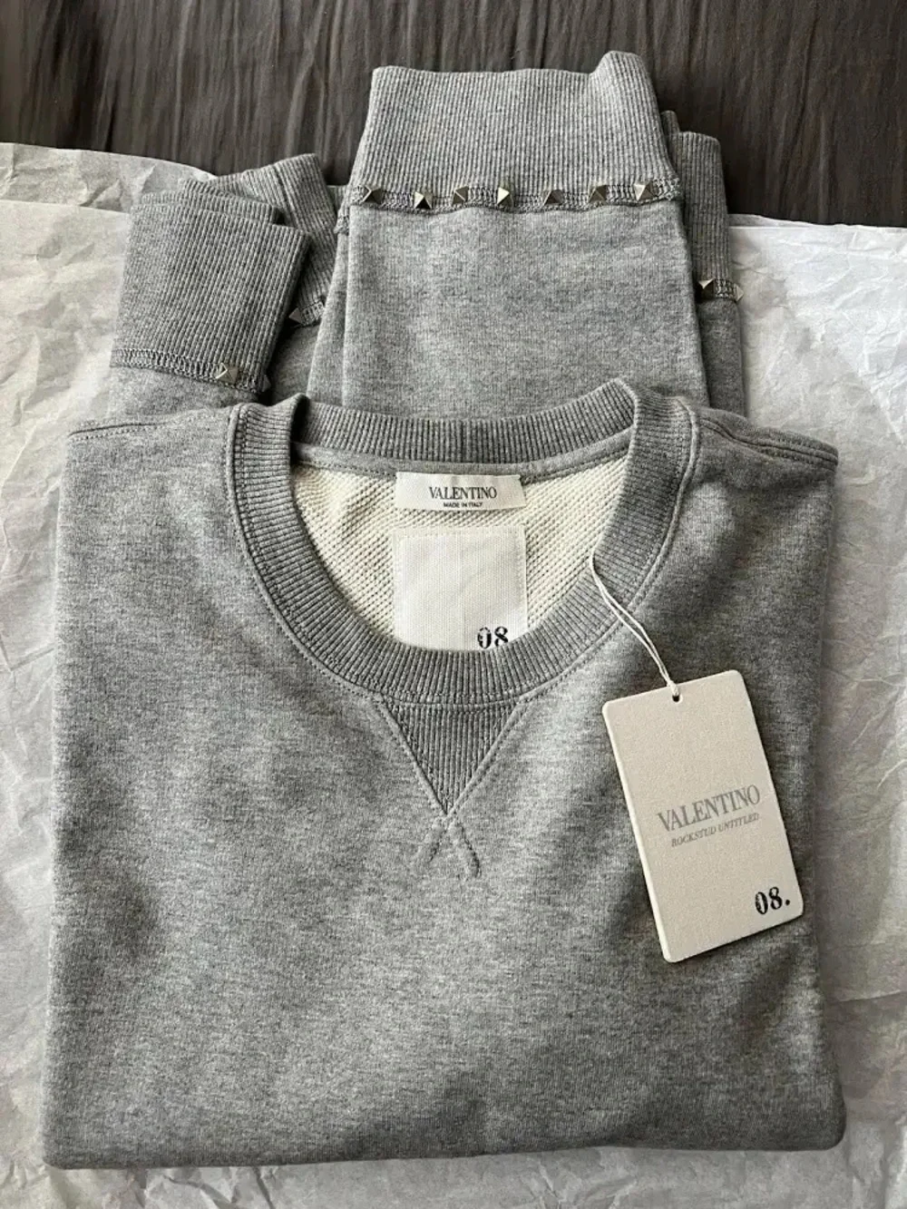 Valentino Men's Grey Rockstud Crewneck Sweatshirt